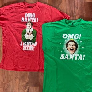 Red and green ELF size XL t-shirts